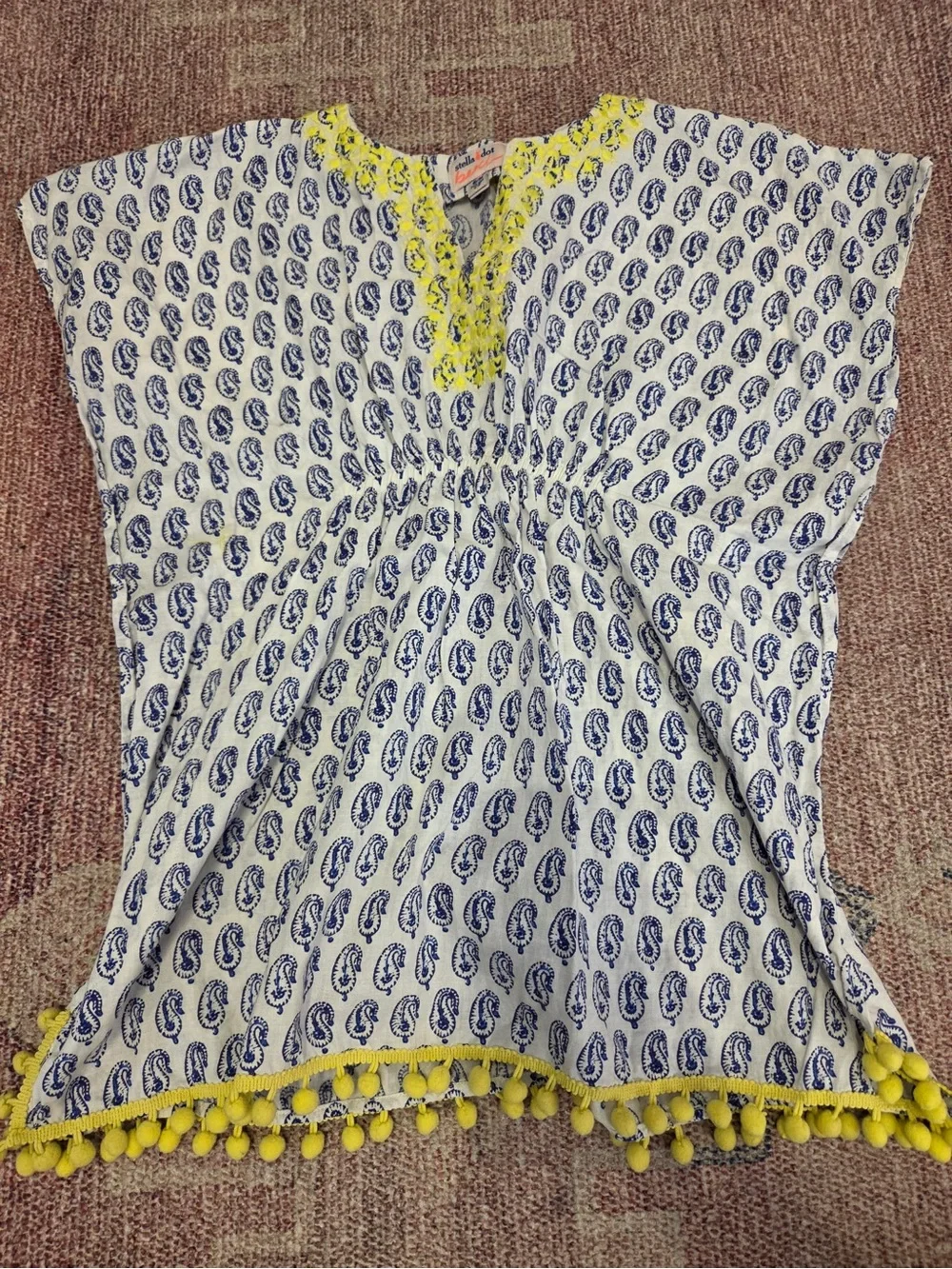 Stella and Dot kids size small/medium beach tunic swim cover paisley tassle